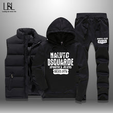 Load image into Gallery viewer, Men&#39;s Winter Tracksuits Casual Sportswear Sweatshirts Mens Set 3 Pieces Warm Vest Sweatpants Hoodie Letter Printed Plus Size 5XL
