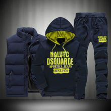 Load image into Gallery viewer, Men&#39;s Winter Tracksuits Casual Sportswear Sweatshirts Mens Set 3 Pieces Warm Vest Sweatpants Hoodie Letter Printed Plus Size 5XL
